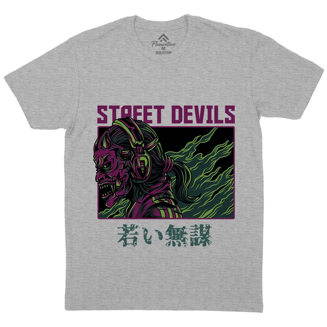 Street Devils Mens Organic Crew Neck T-Shirt Horror D840
