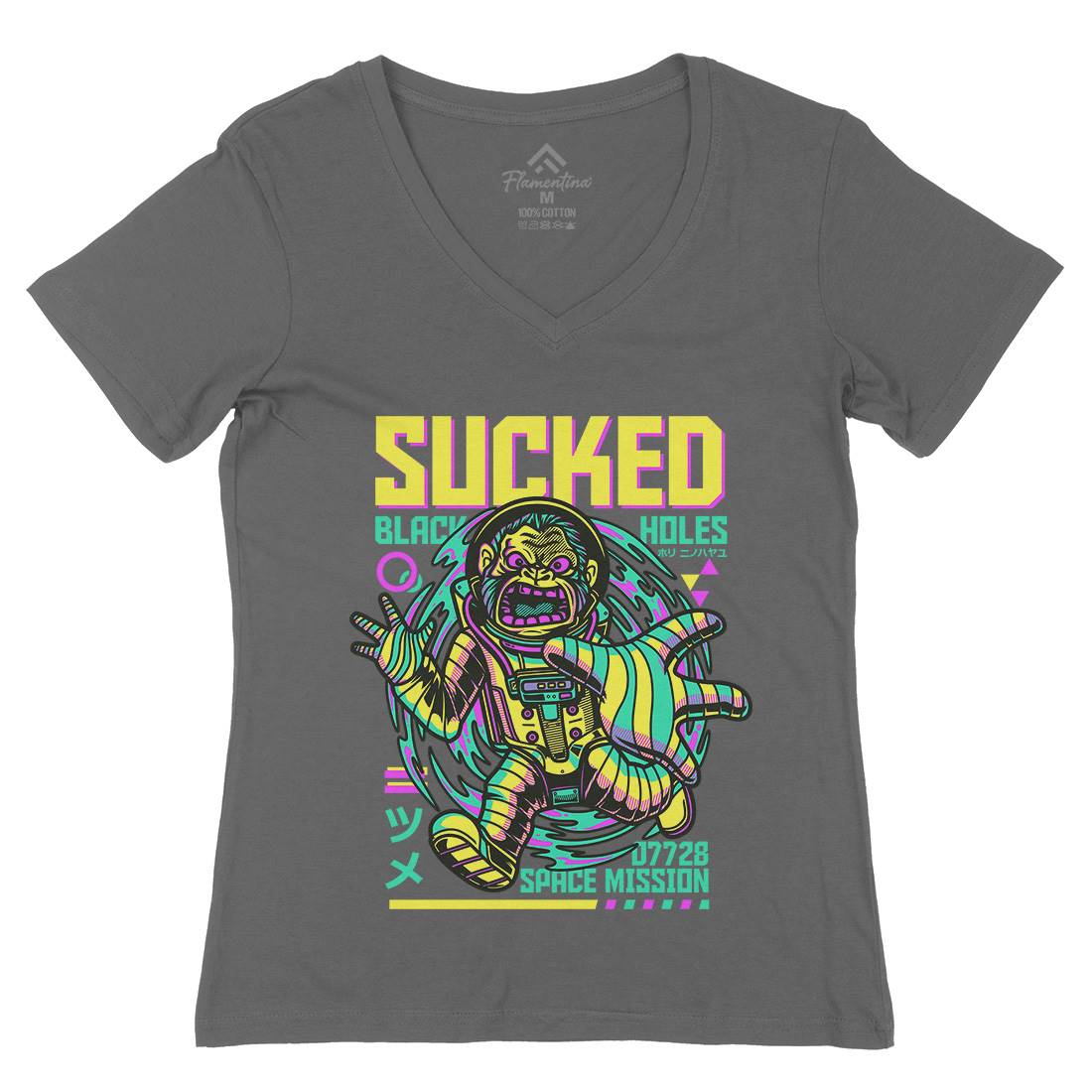 Sucked Black Holes Womens Organic V-Neck T-Shirt Space D842