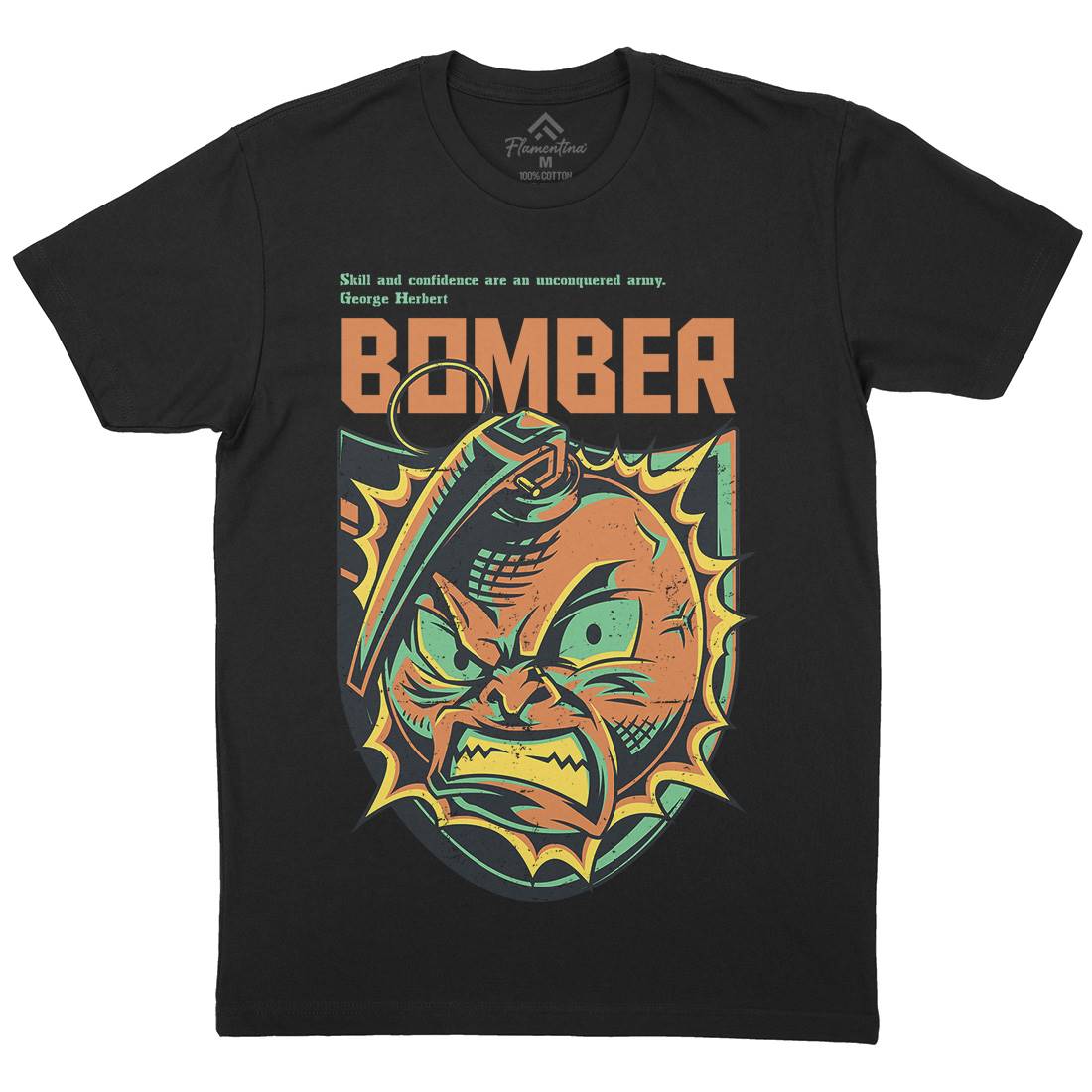 Bomber Grenade Mens Organic Crew Neck T-Shirt Army D846