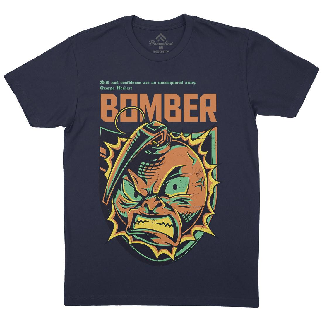 Bomber Grenade Mens Crew Neck T-Shirt Army D846