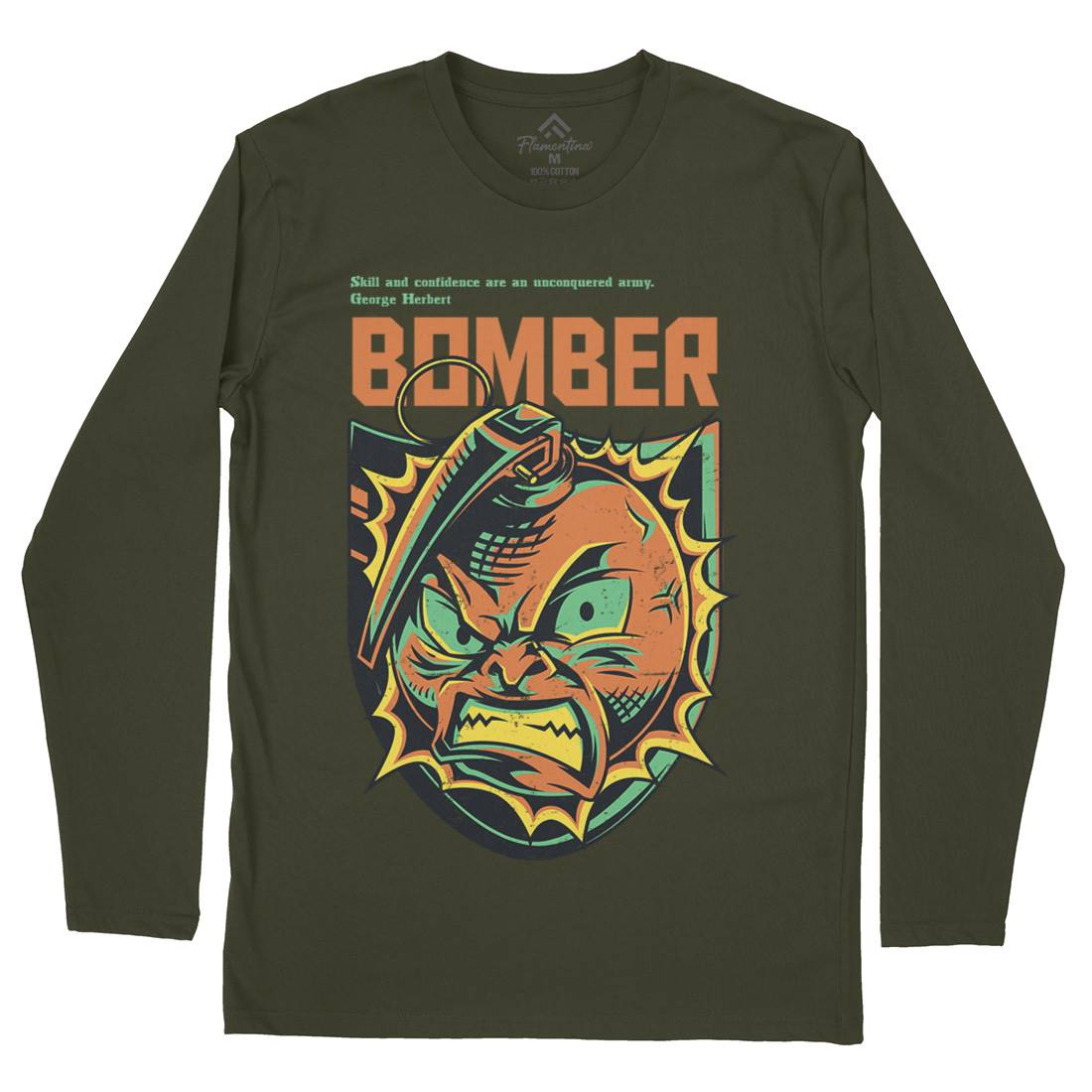 Bomber Grenade Mens Long Sleeve T-Shirt Army D846