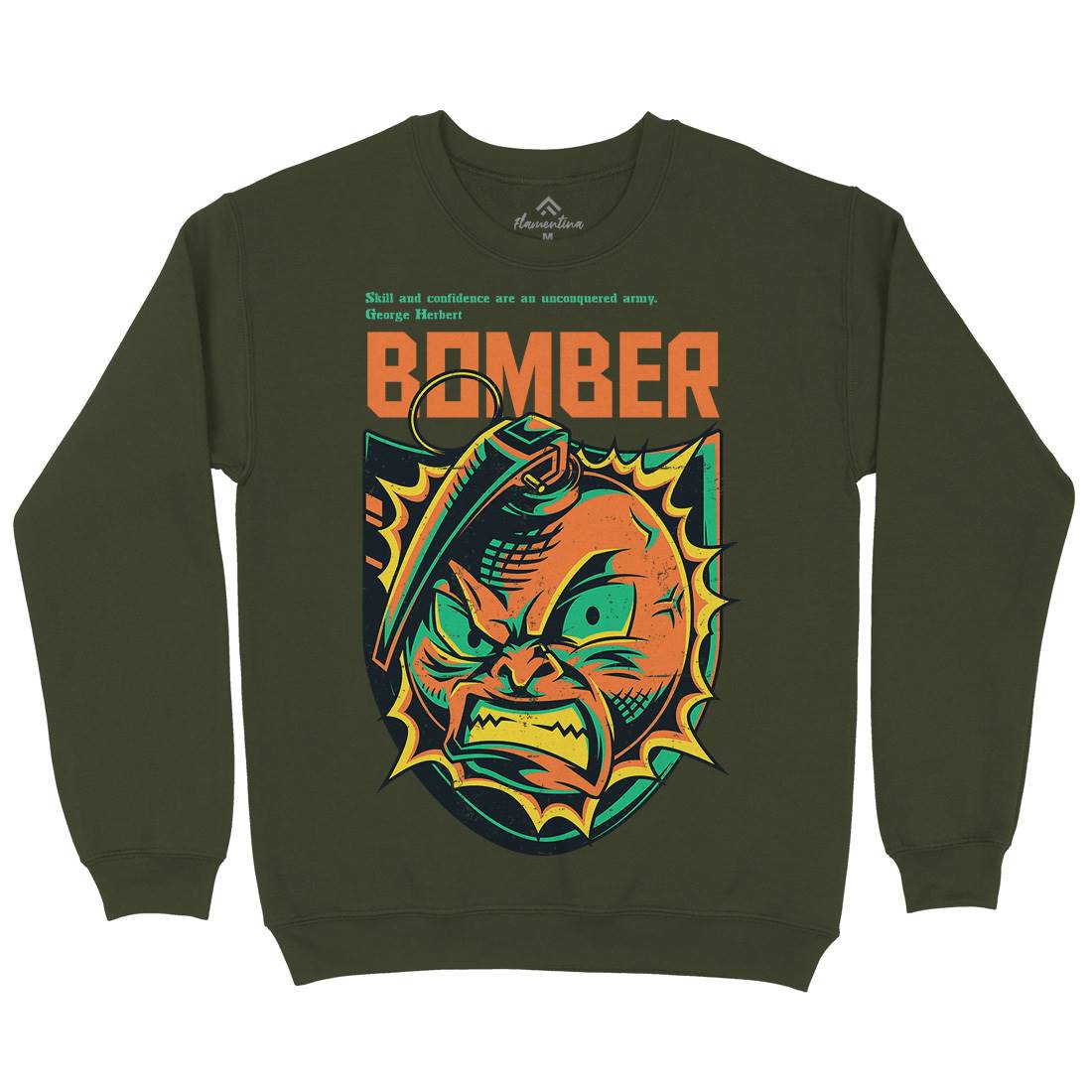 Bomber Grenade Mens Crew Neck Sweatshirt Army D846