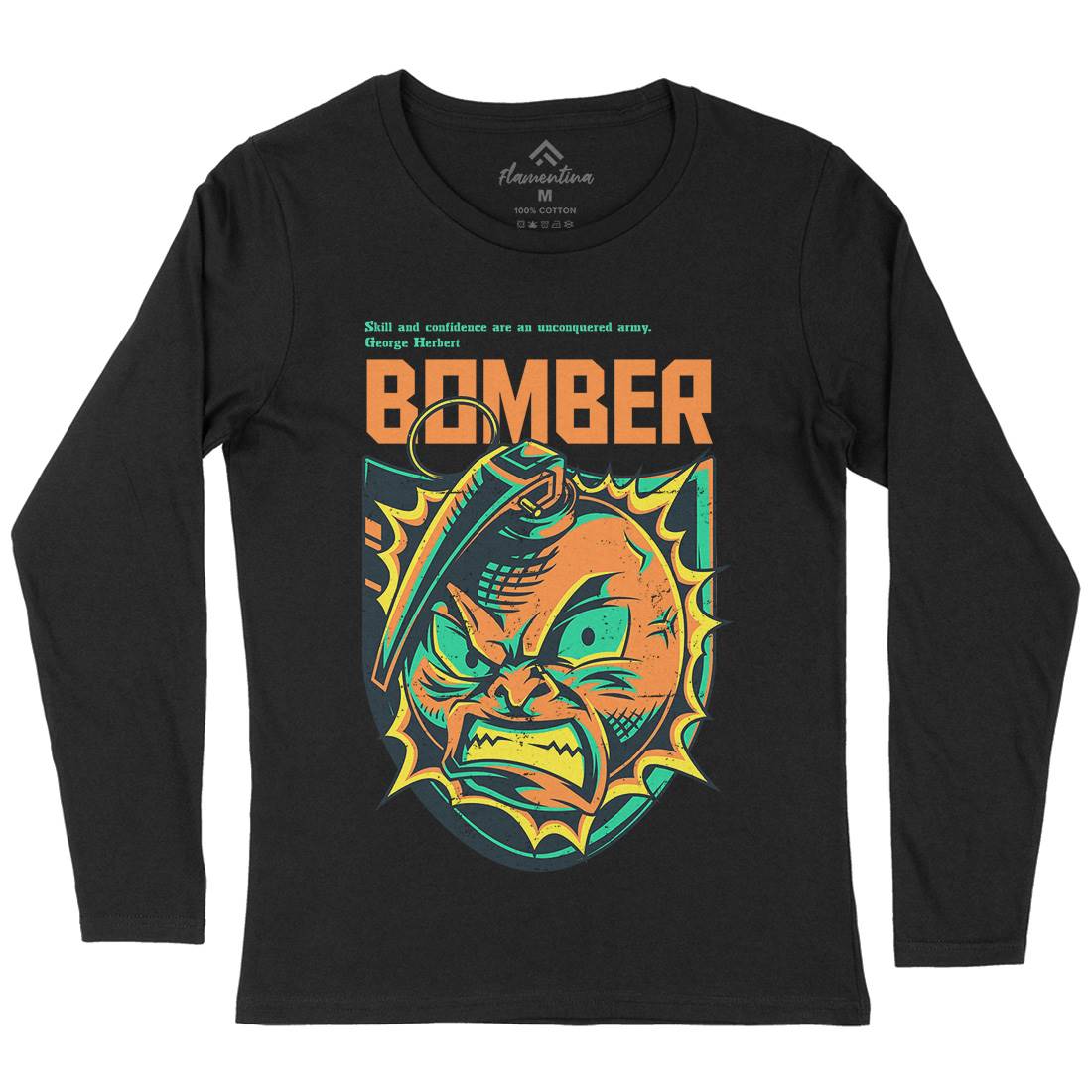 Bomber Grenade Womens Long Sleeve T-Shirt Army D846
