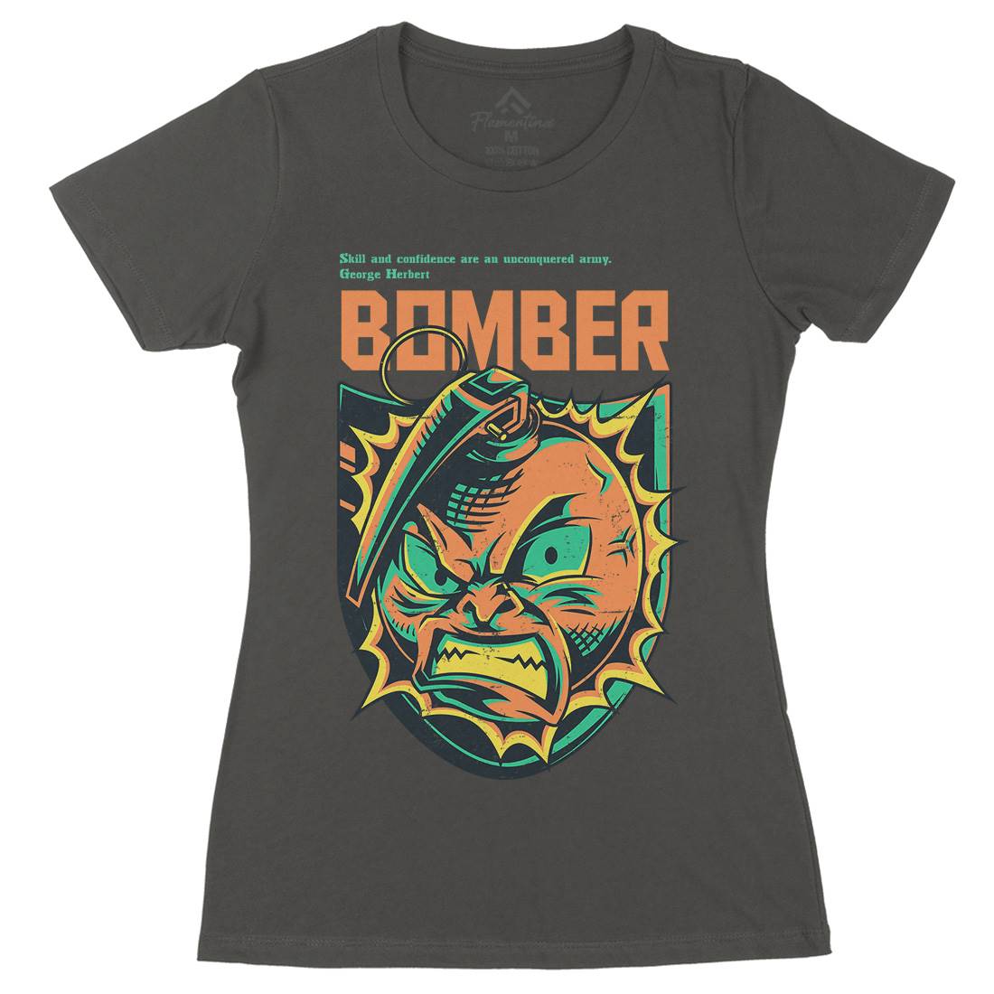Bomber Grenade Womens Organic Crew Neck T-Shirt Army D846