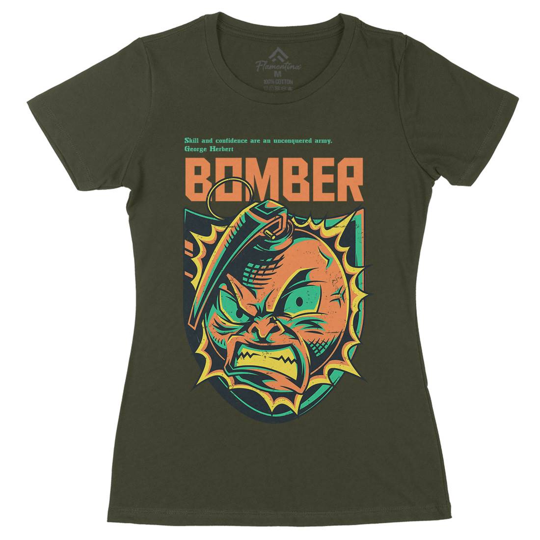 Bomber Grenade Womens Organic Crew Neck T-Shirt Army D846