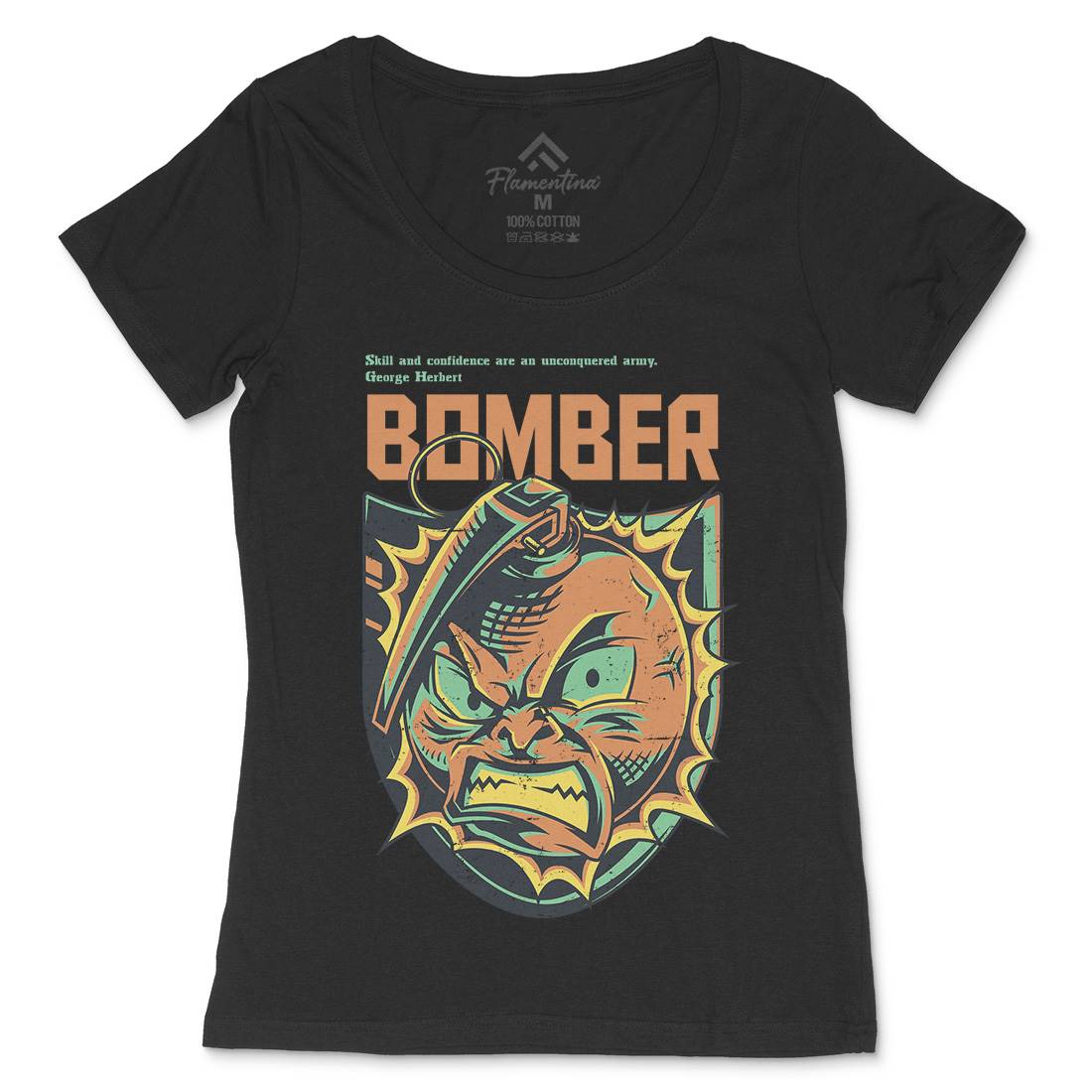 Bomber Grenade Womens Scoop Neck T-Shirt Army D846