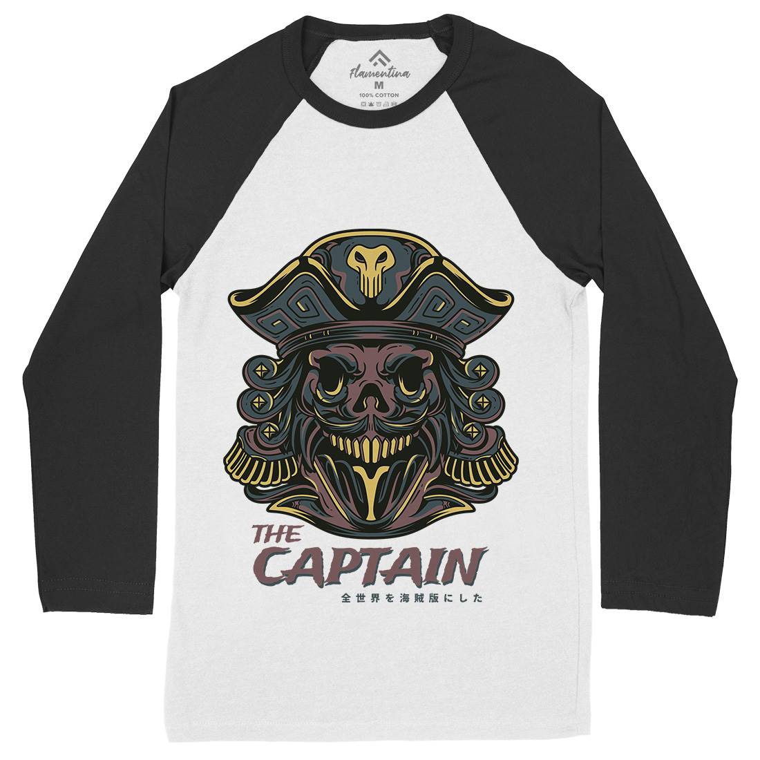 Captain Mens Long Sleeve Baseball T-Shirt Navy D847