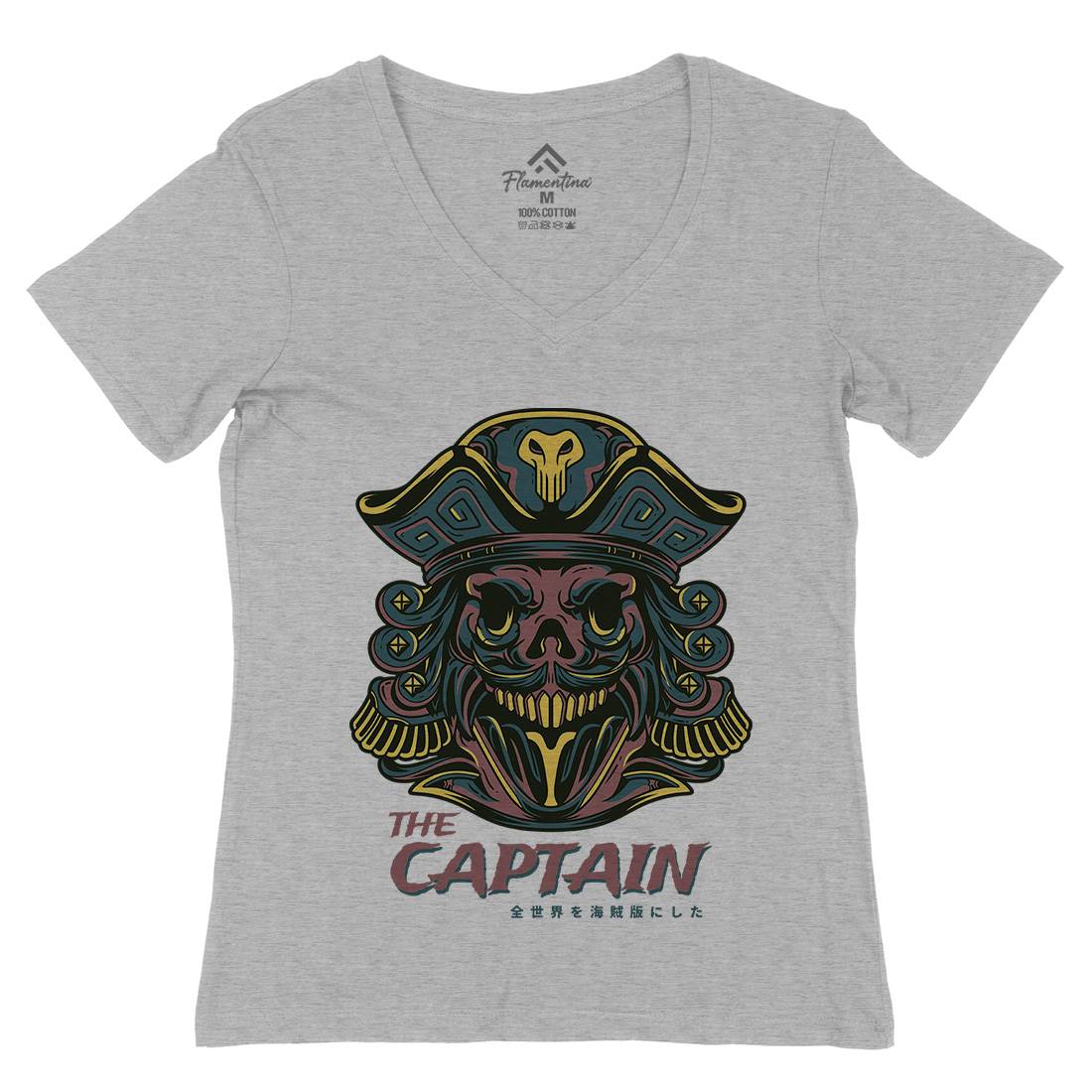 Captain Womens Organic V-Neck T-Shirt Navy D847