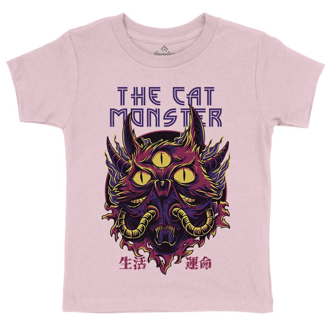 Cat Monster Kids Organic Crew Neck T-Shirt Horror D848