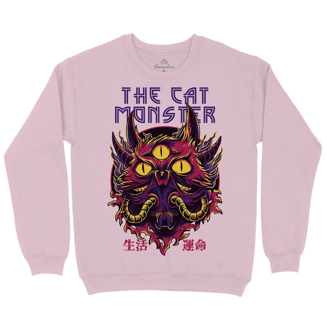 Cat Monster Kids Crew Neck Sweatshirt Horror D848
