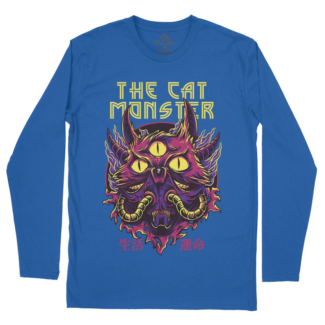 Cat Monster Mens Long Sleeve T-Shirt Horror D848