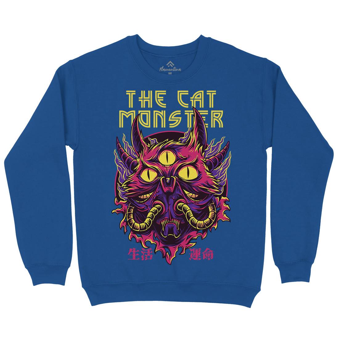 Cat Monster Mens Crew Neck Sweatshirt Horror D848