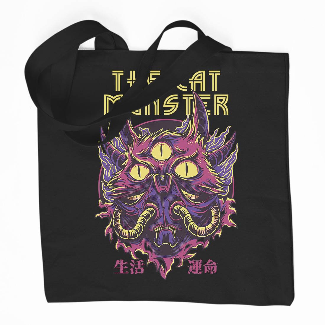 Cat Monster Organic Premium Cotton Tote Bag Horror D848