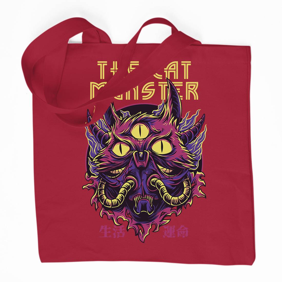Cat Monster Organic Premium Cotton Tote Bag Horror D848