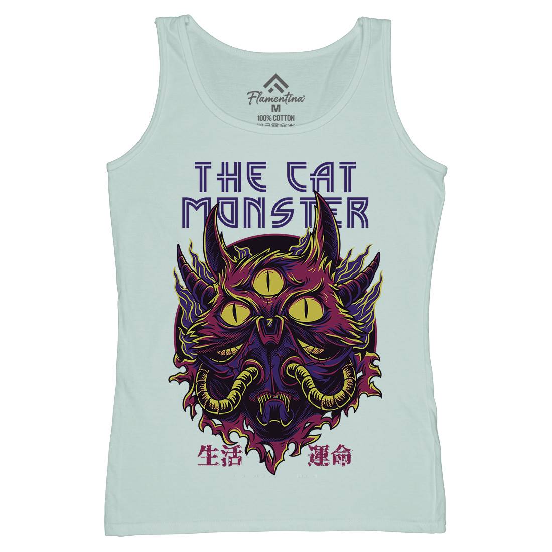 Cat Monster Womens Organic Tank Top Vest Horror D848