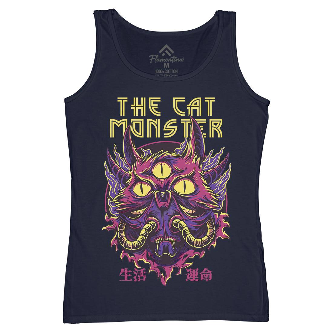Cat Monster Womens Organic Tank Top Vest Horror D848
