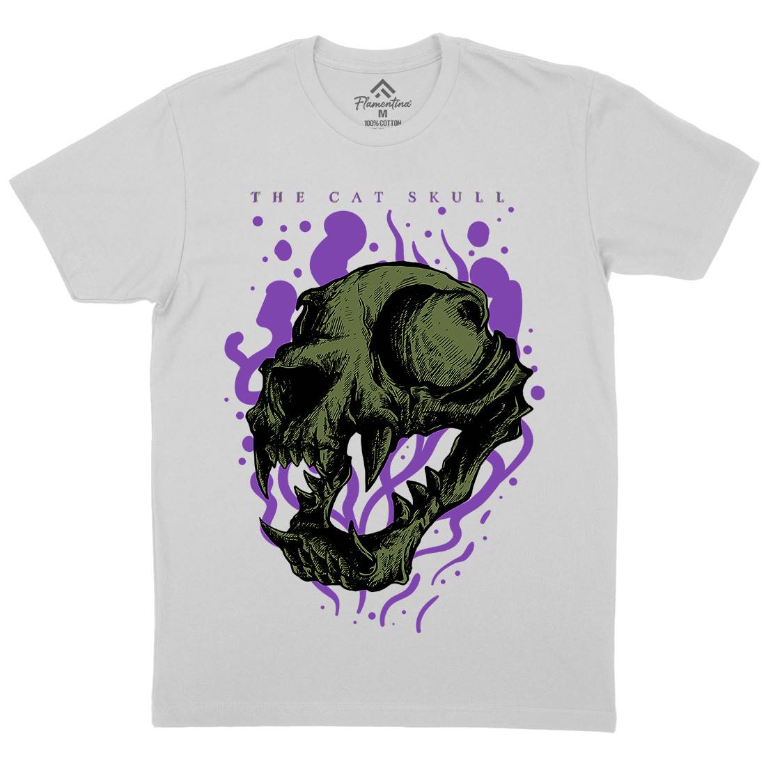 Cat Skull Mens Crew Neck T-Shirt Horror D849