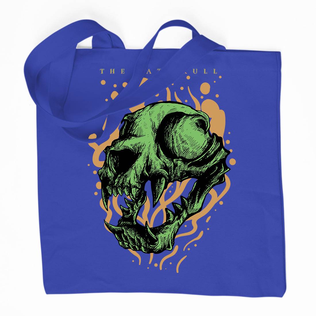 Cat Skull Organic Premium Cotton Tote Bag Horror D849