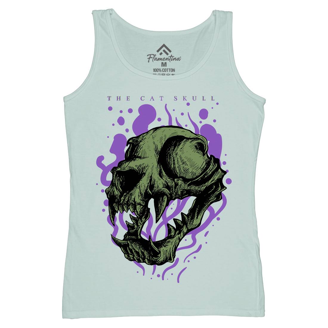 Cat Skull Womens Organic Tank Top Vest Horror D849