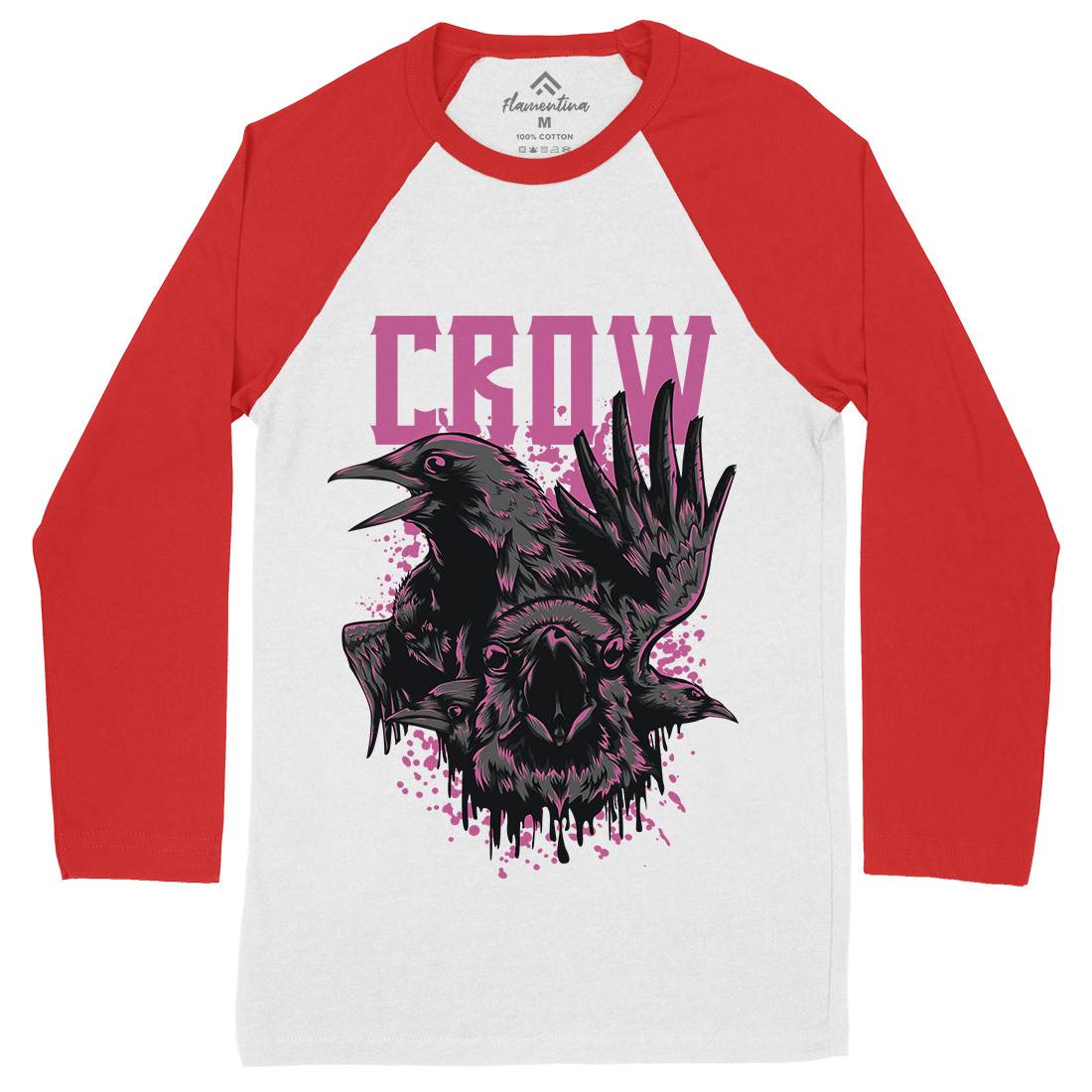 Crow Mens Long Sleeve Baseball T-Shirt Horror D850