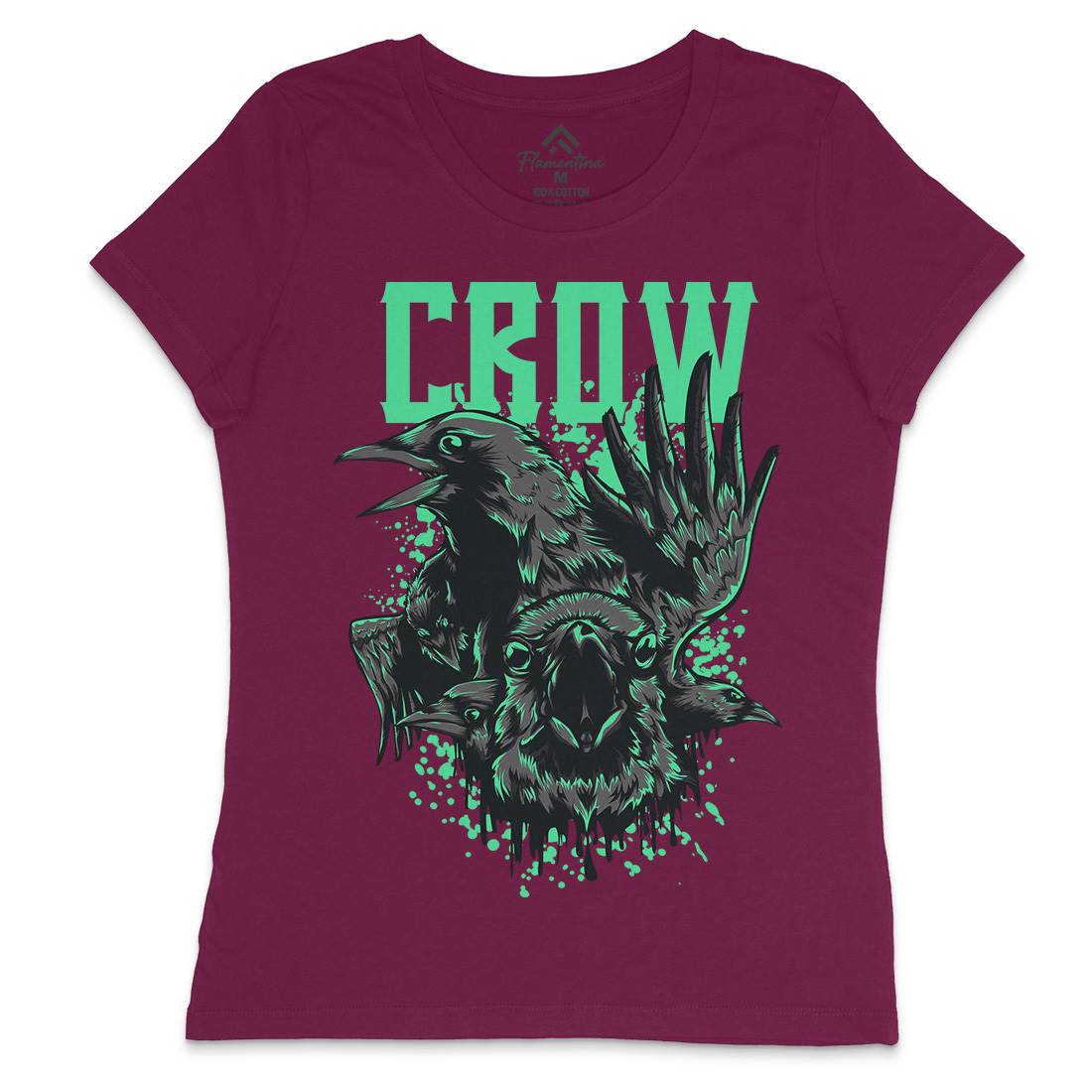 Crow Womens Crew Neck T-Shirt Horror D850