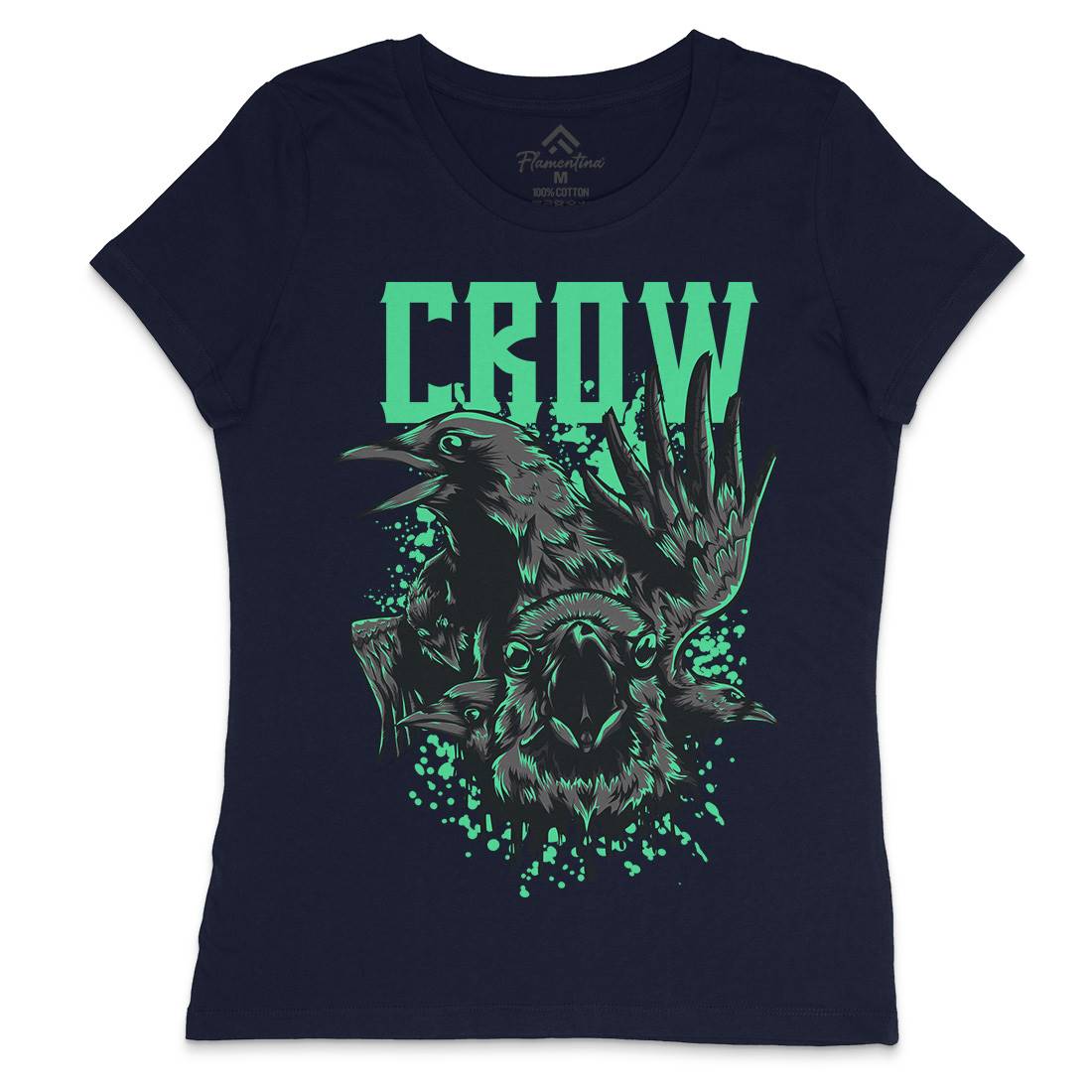 Crow Womens Crew Neck T-Shirt Horror D850