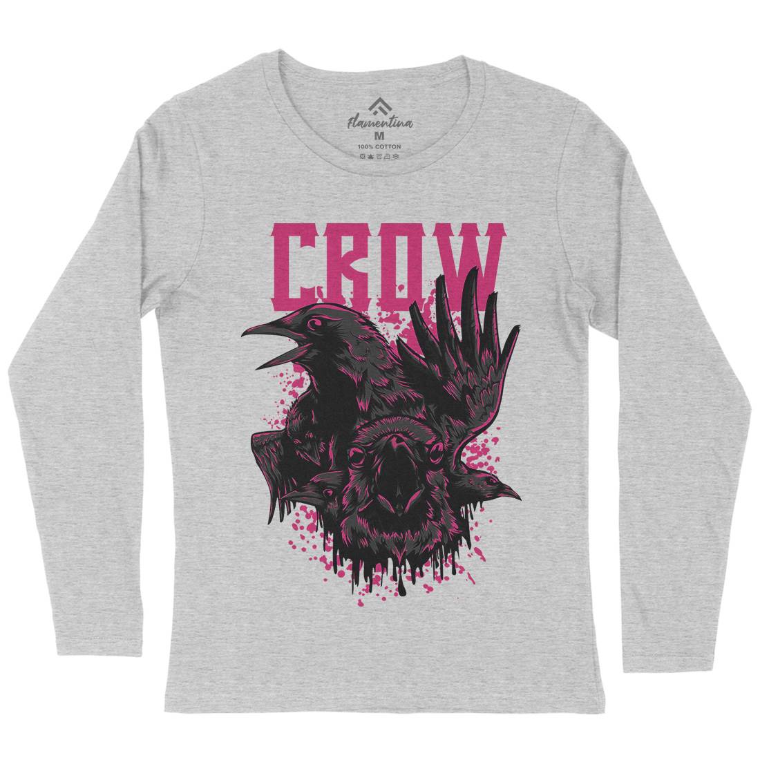 Crow Womens Long Sleeve T-Shirt Horror D850