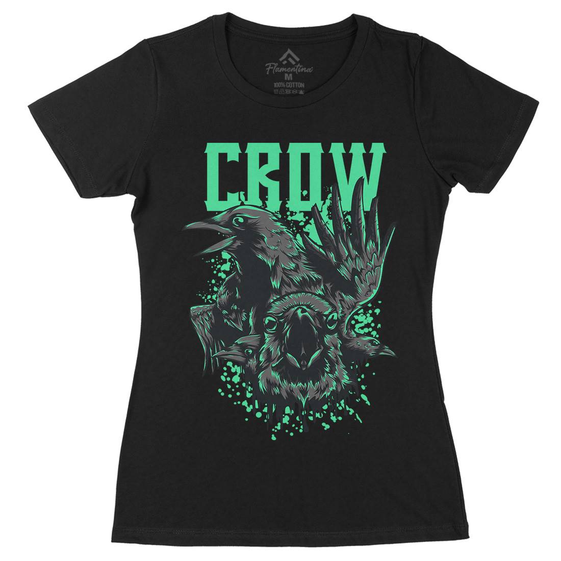 Crow Womens Organic Crew Neck T-Shirt Horror D850