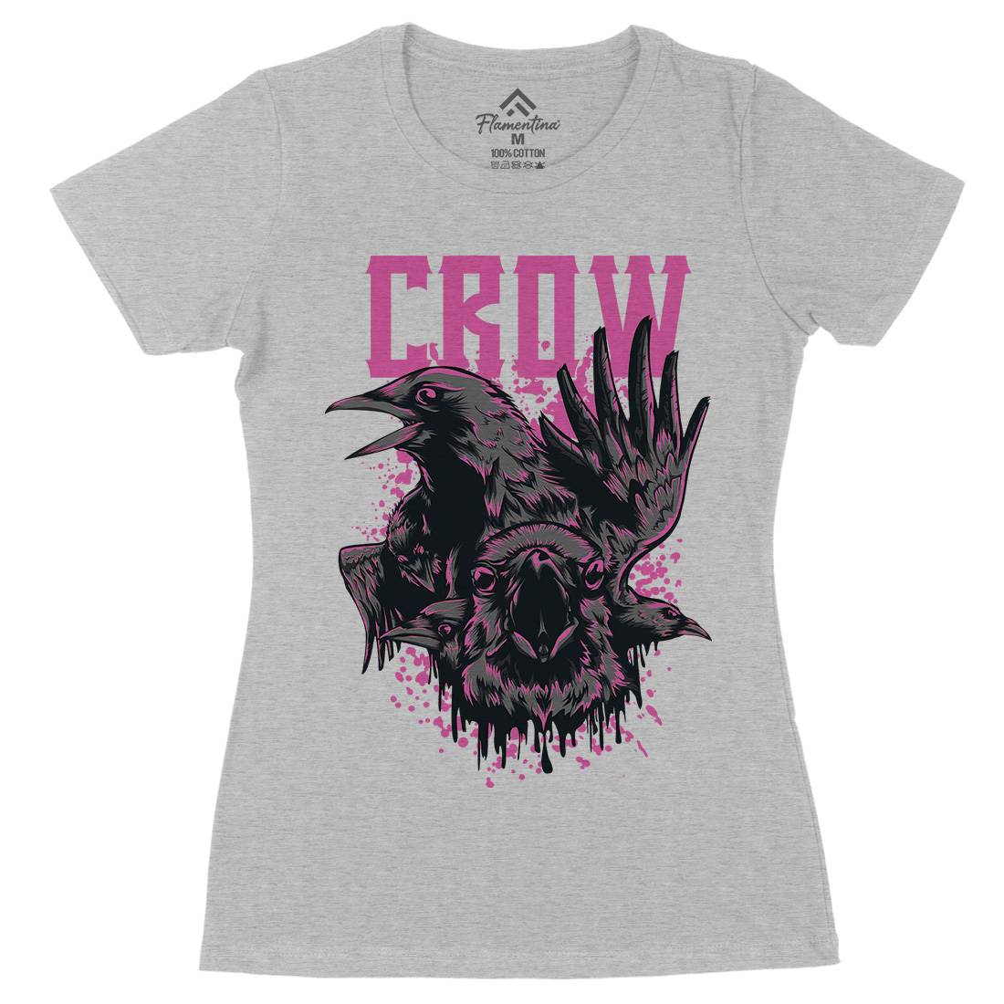 Crow Womens Organic Crew Neck T-Shirt Horror D850