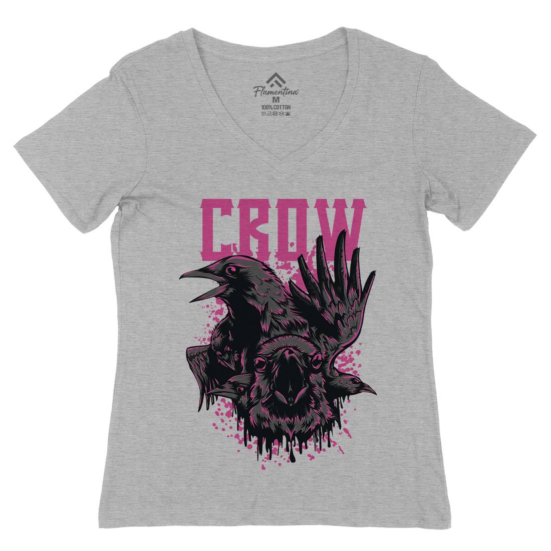 Crow Womens Organic V-Neck T-Shirt Horror D850
