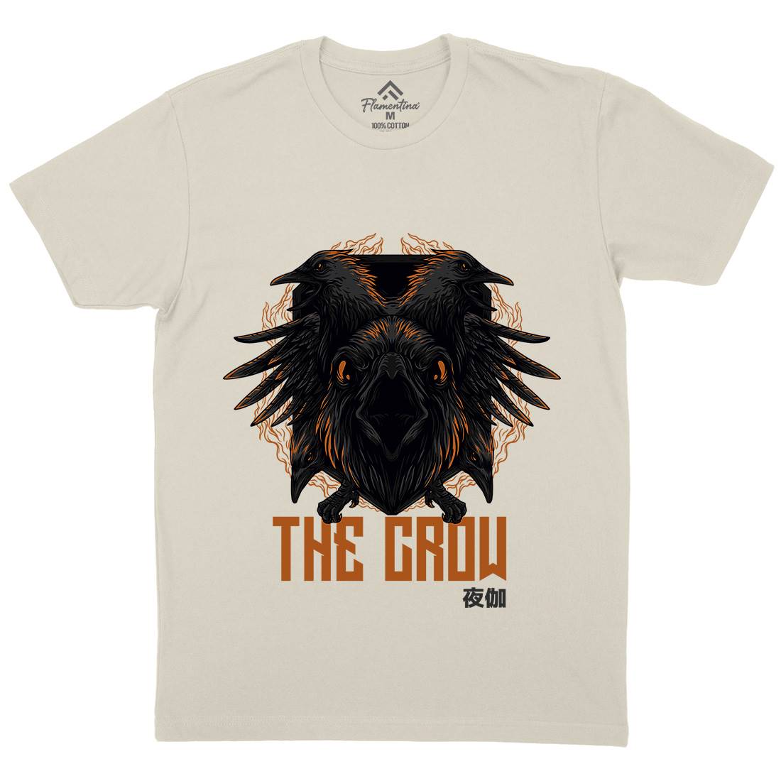 Crow Mens Organic Crew Neck T-Shirt Horror D851