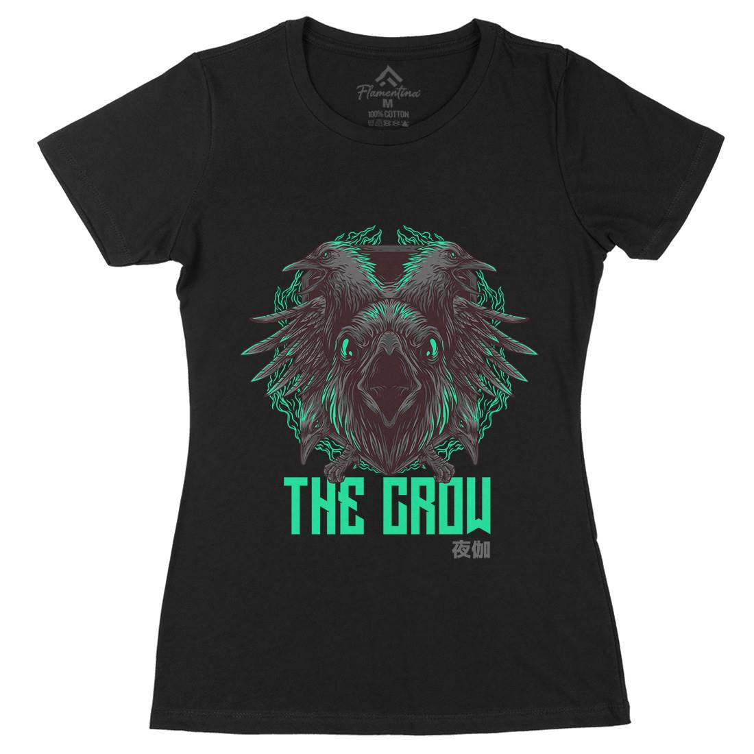 Crow Womens Organic Crew Neck T-Shirt Horror D851