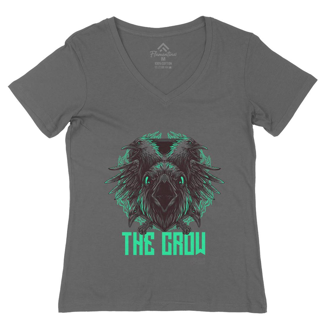 Crow Womens Organic V-Neck T-Shirt Horror D851