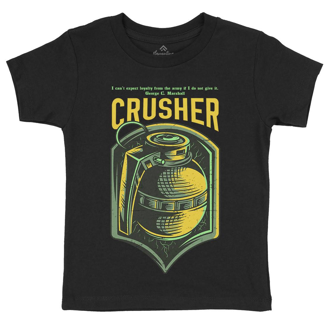 Grenade Crusher Kids Organic Crew Neck T-Shirt Army D852