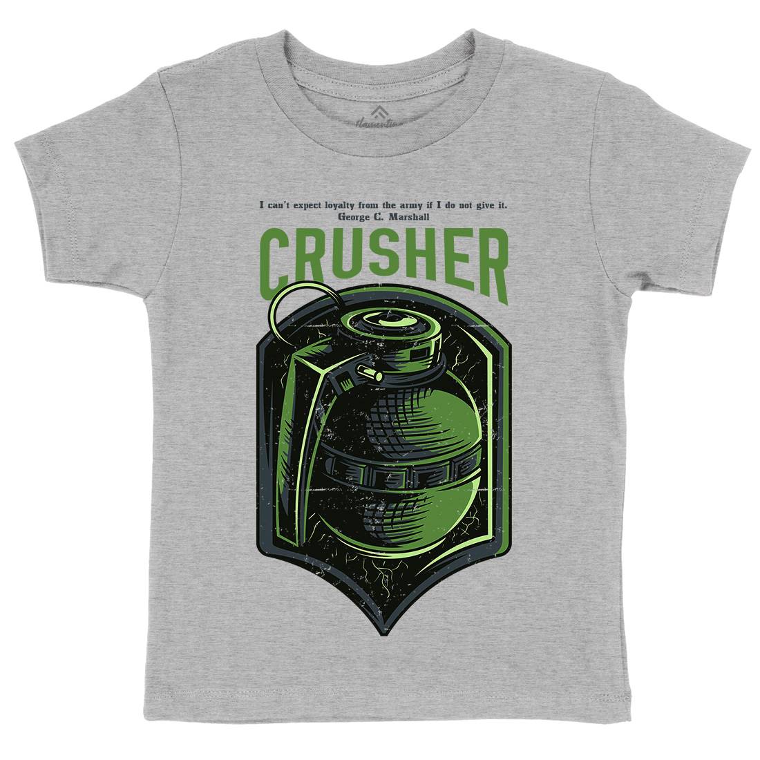 Grenade Crusher Kids Organic Crew Neck T-Shirt Army D852
