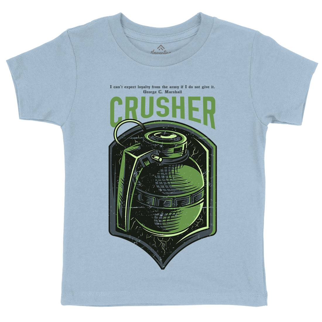 Grenade Crusher Kids Crew Neck T-Shirt Army D852