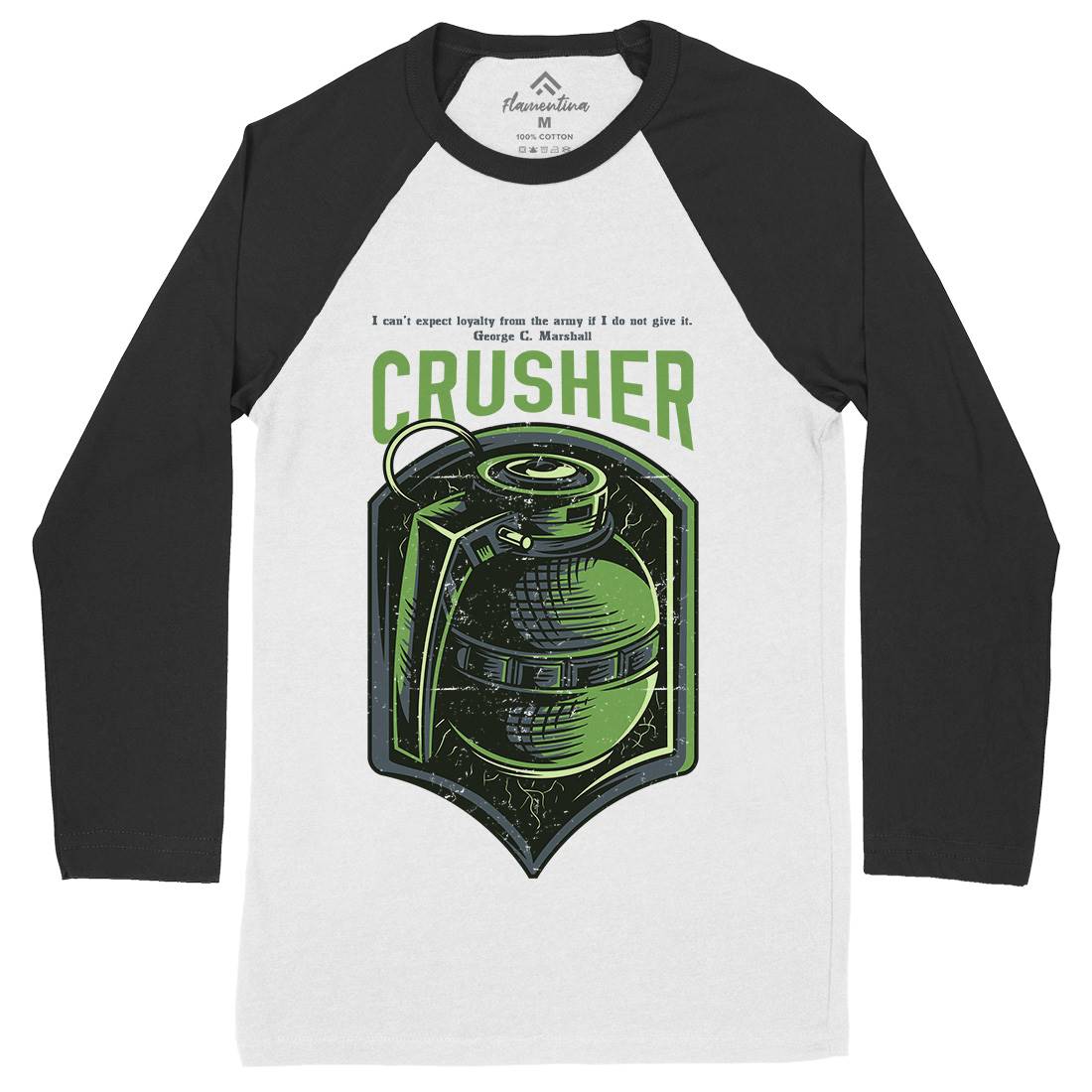Grenade Crusher Mens Long Sleeve Baseball T-Shirt Army D852
