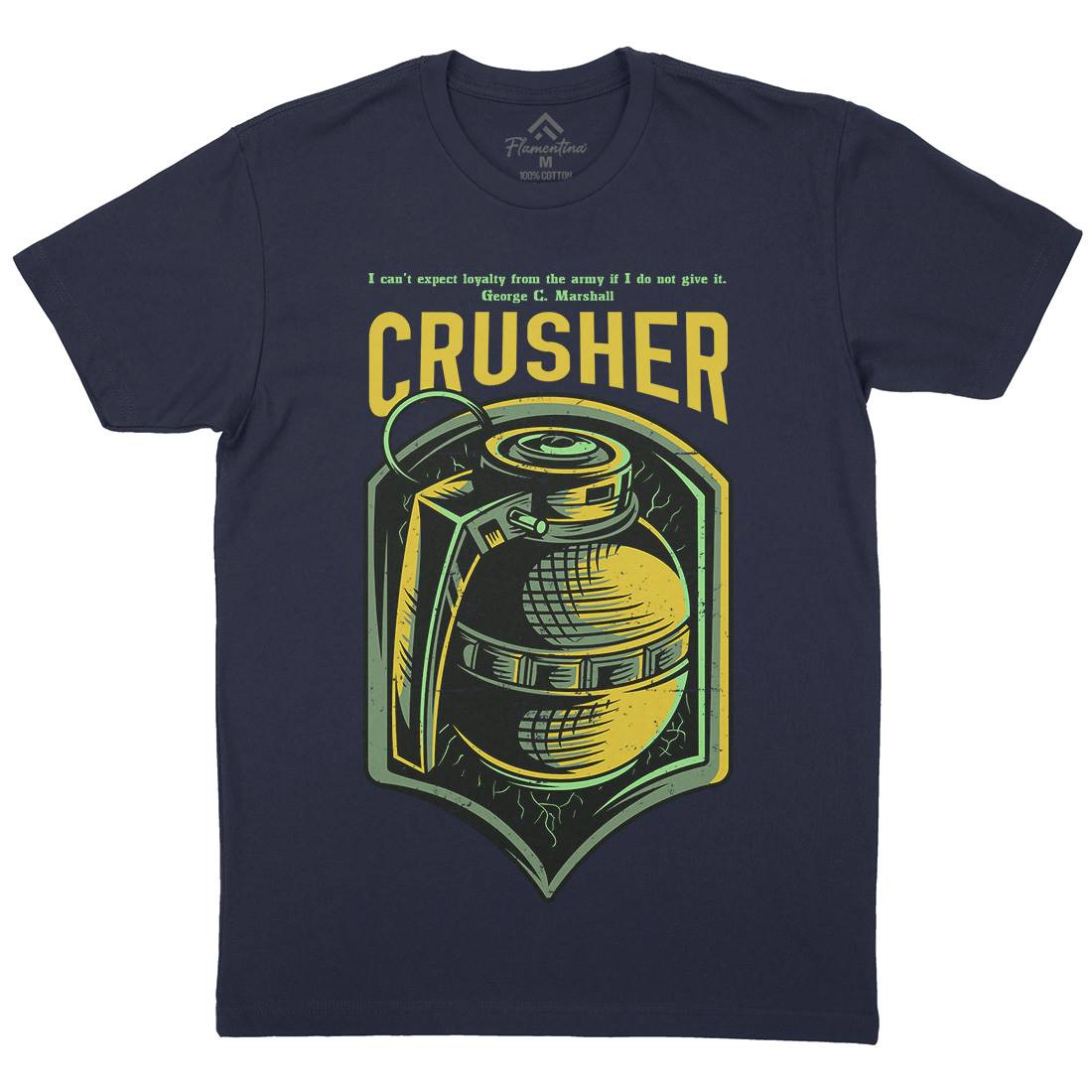 Grenade Crusher Mens Organic Crew Neck T-Shirt Army D852