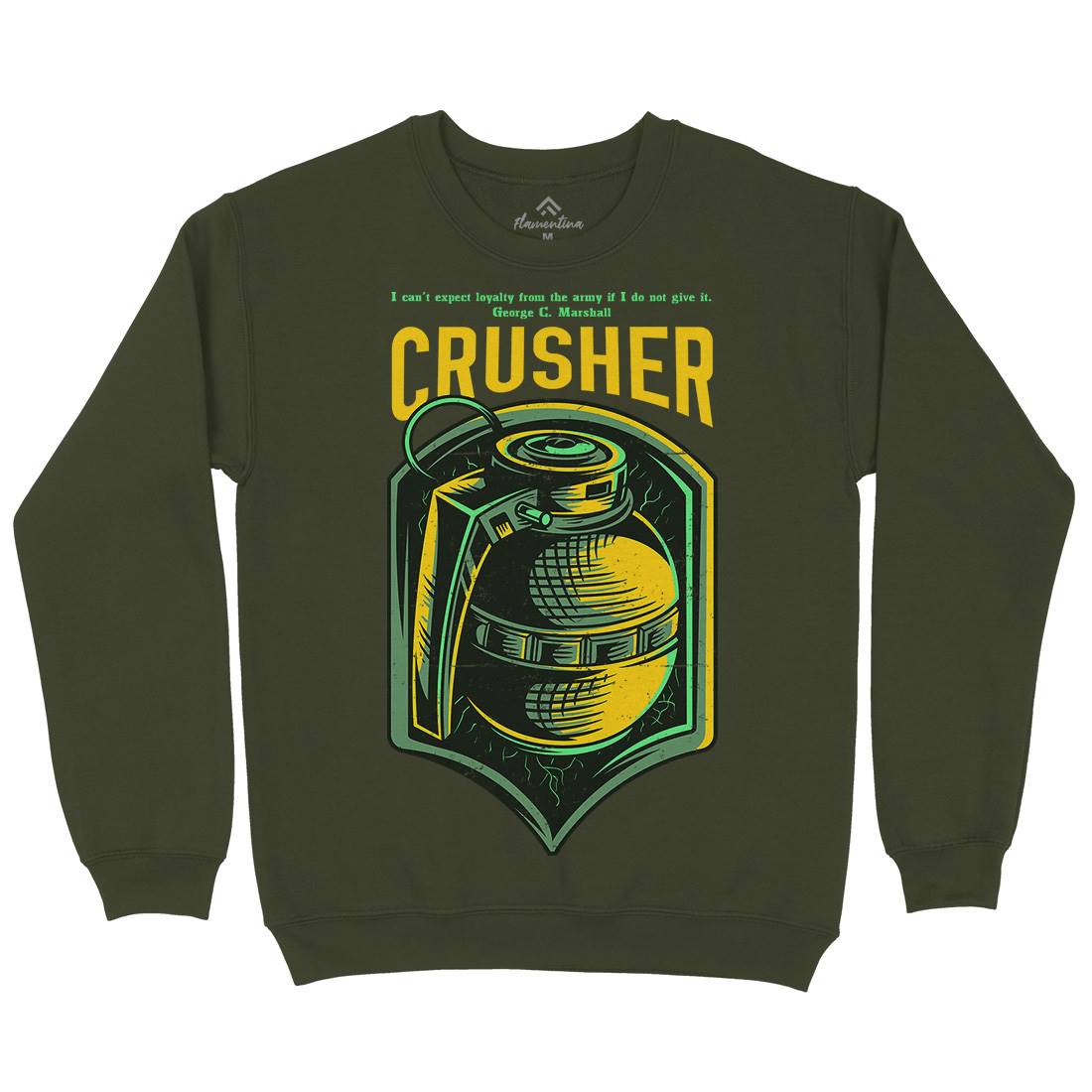 Grenade Crusher Mens Crew Neck Sweatshirt Army D852