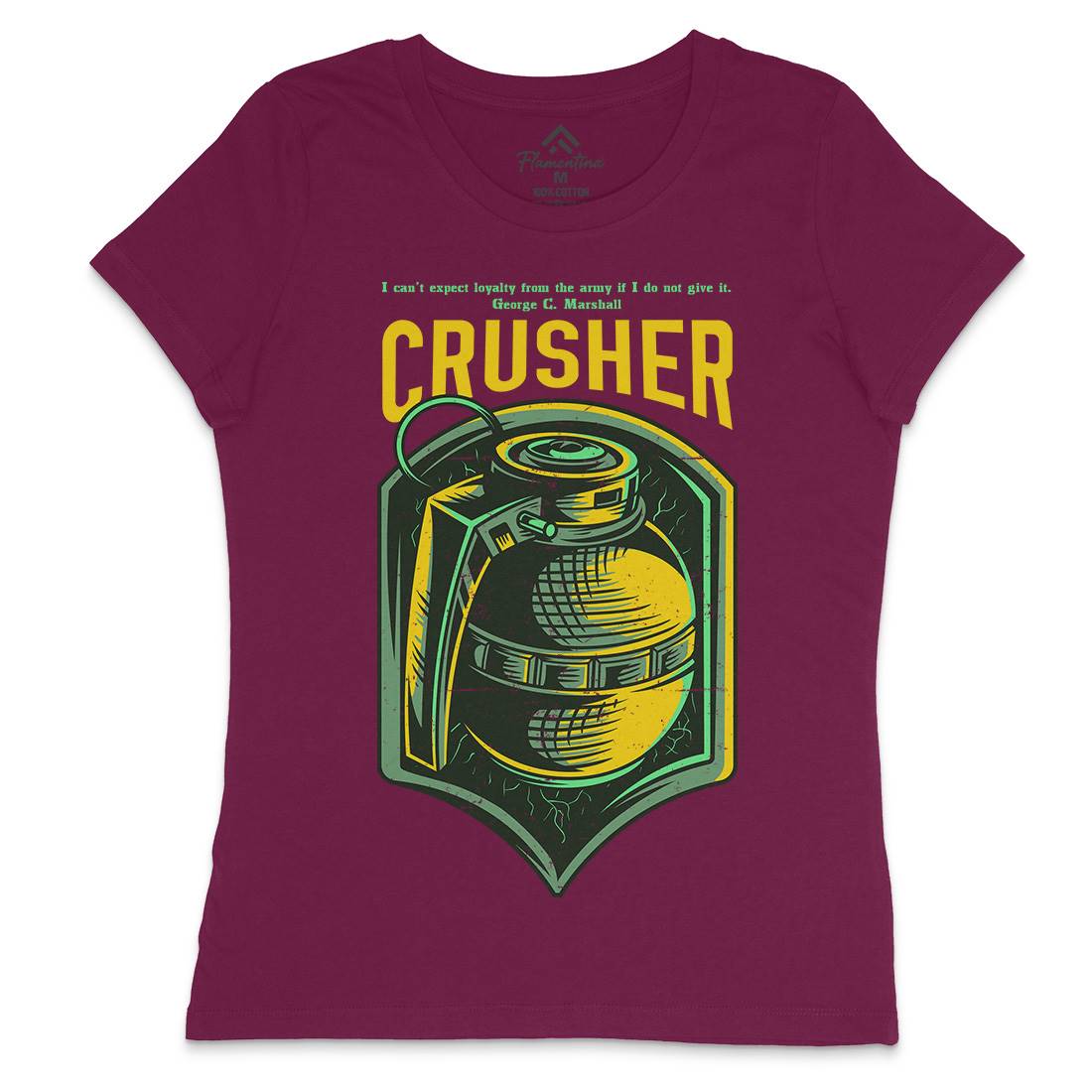 Grenade Crusher Womens Crew Neck T-Shirt Army D852