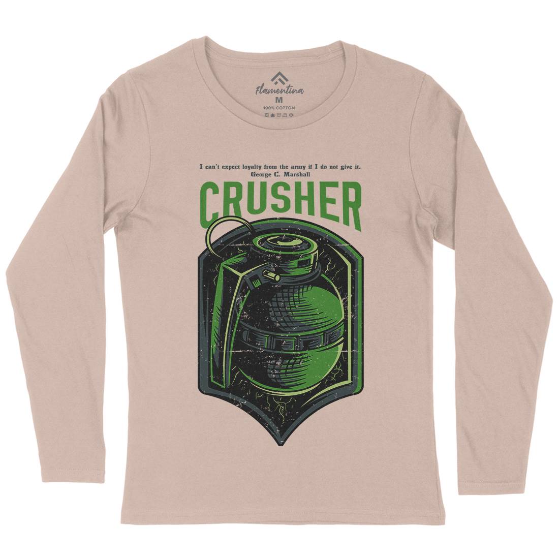 Grenade Crusher Womens Long Sleeve T-Shirt Army D852