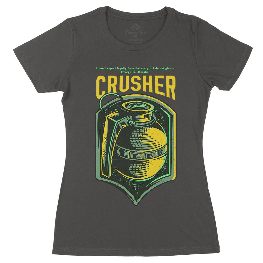 Grenade Crusher Womens Organic Crew Neck T-Shirt Army D852