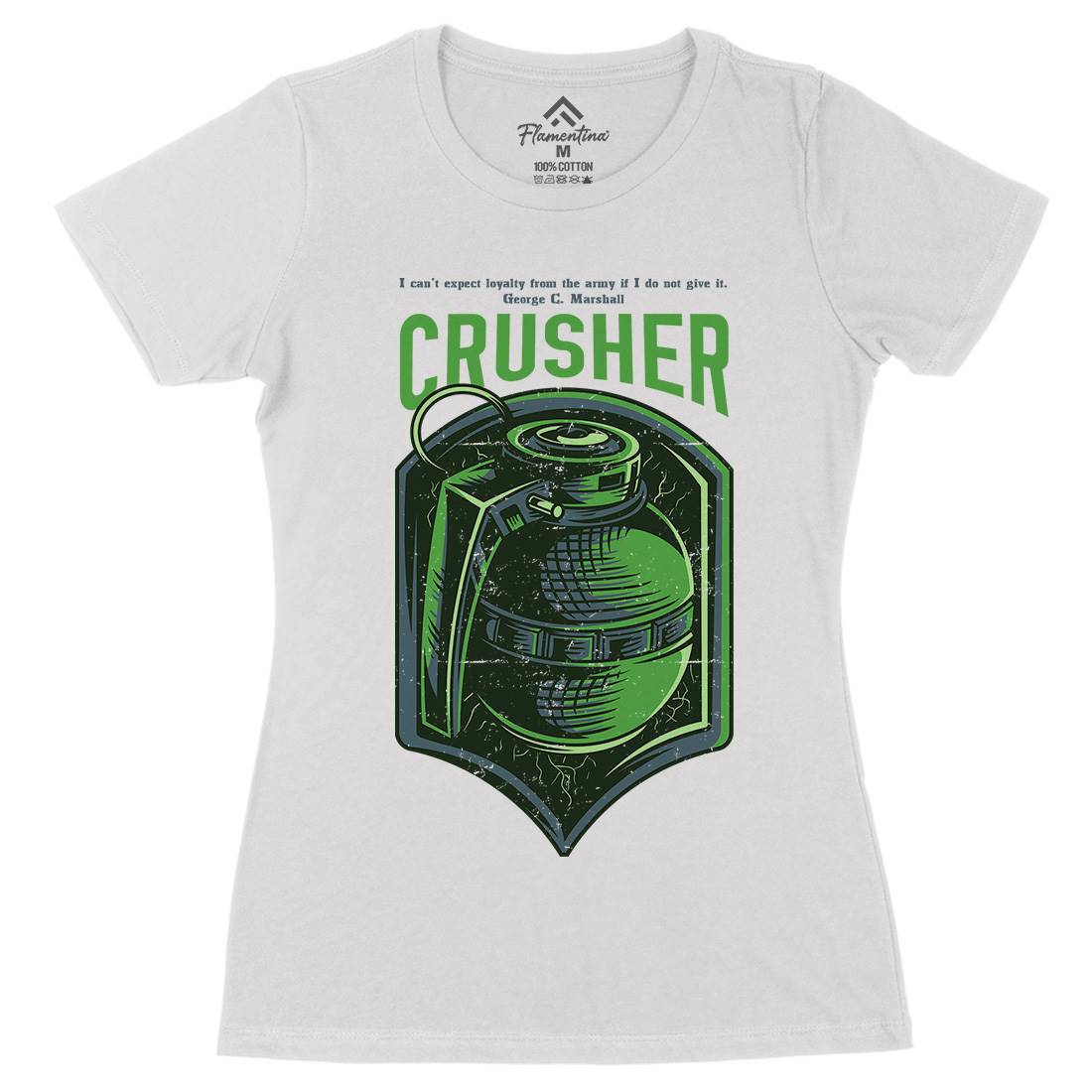 Grenade Crusher Womens Organic Crew Neck T-Shirt Army D852