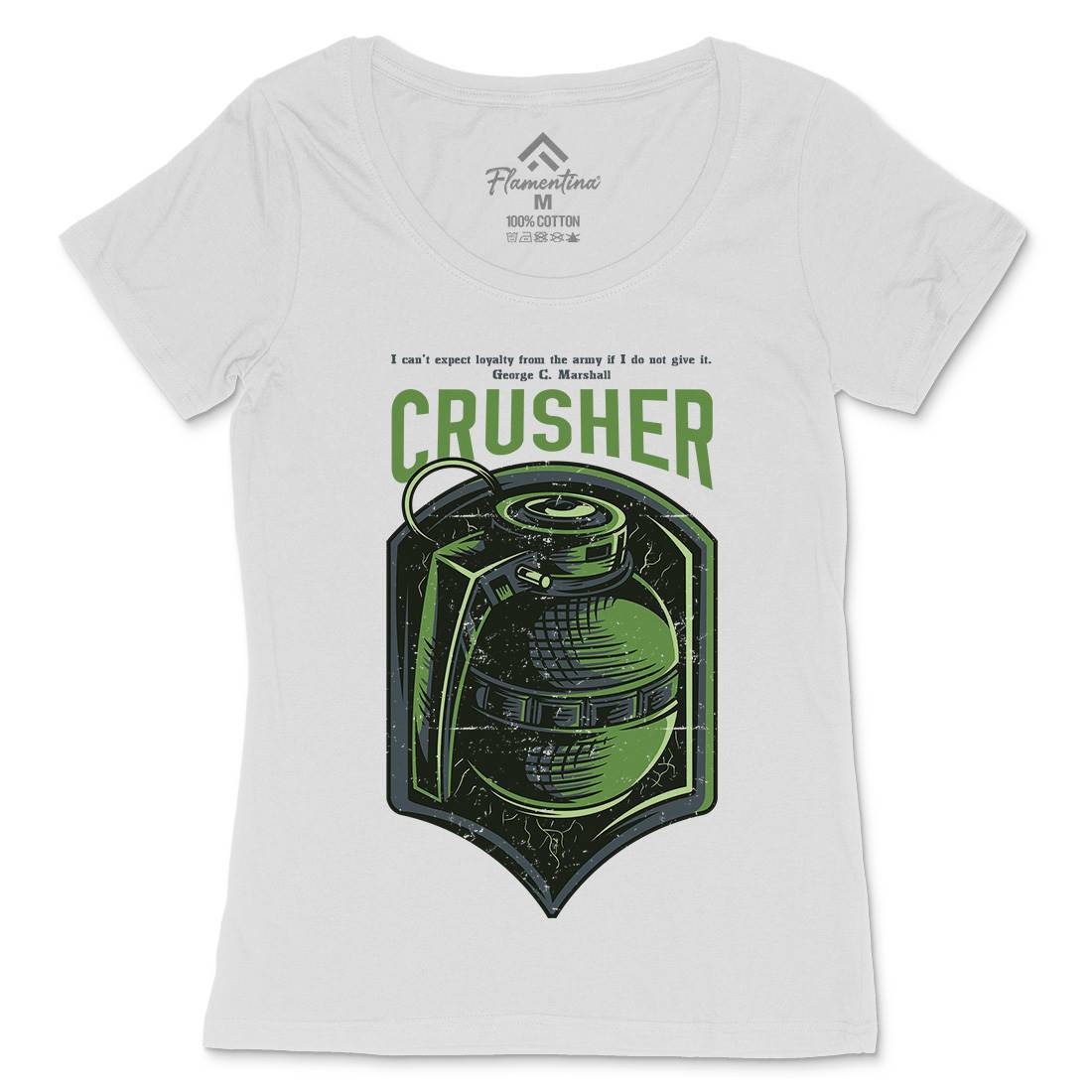 Grenade Crusher Womens Scoop Neck T-Shirt Army D852