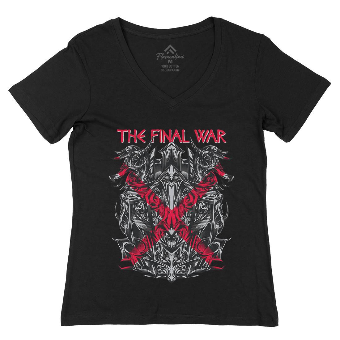 Final War Womens Organic V-Neck T-Shirt Warriors D853