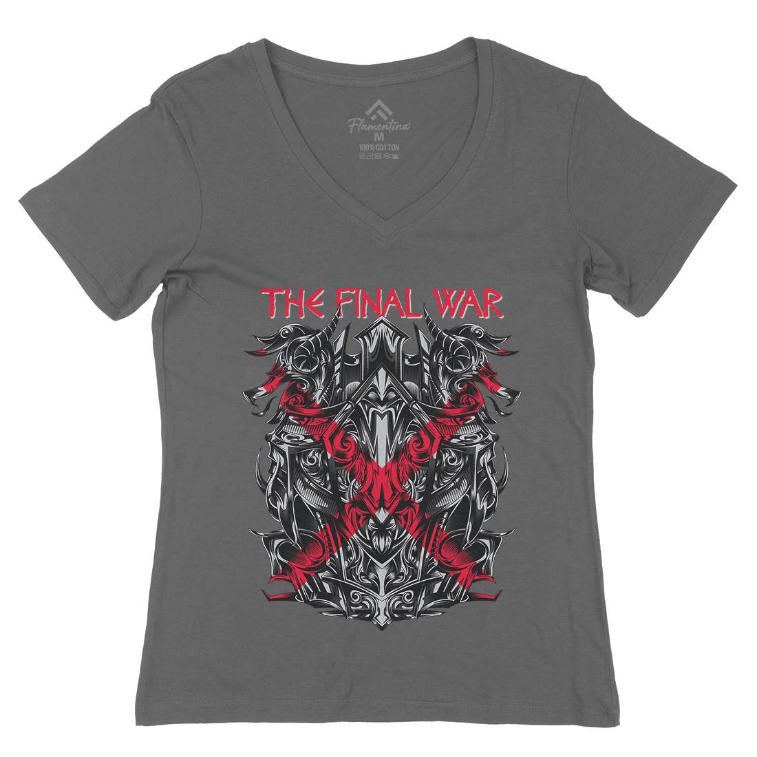 Final War Womens Organic V-Neck T-Shirt Warriors D853