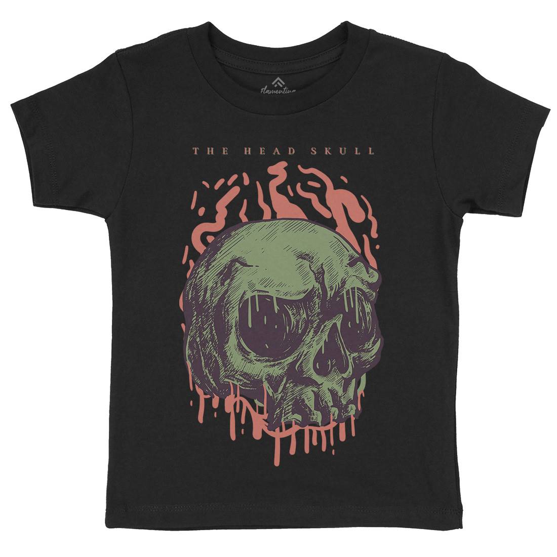 Head Skull Kids Organic Crew Neck T-Shirt Horror D854