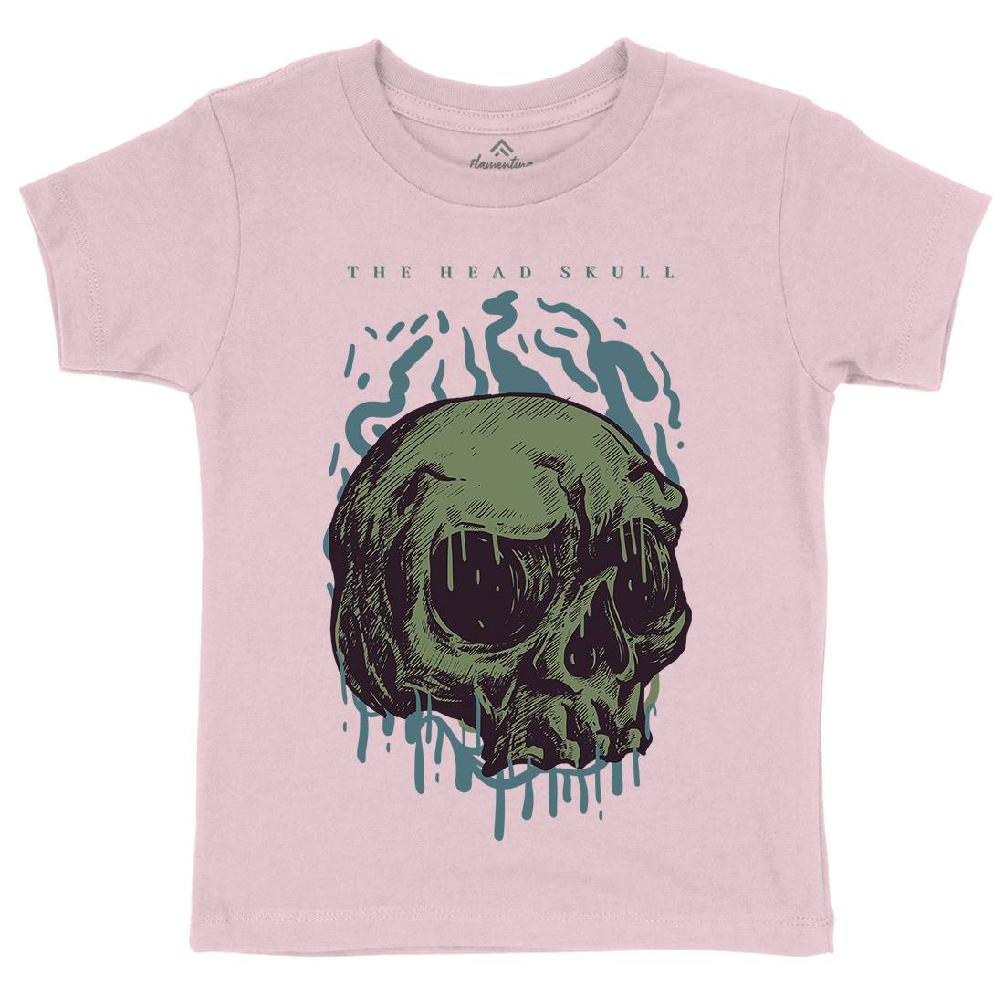 Head Skull Kids Organic Crew Neck T-Shirt Horror D854