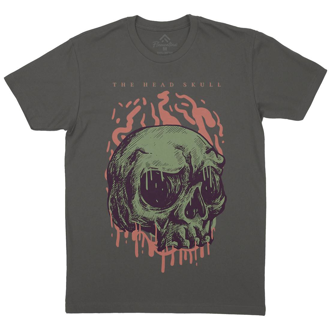 Head Skull Mens Crew Neck T-Shirt Horror D854