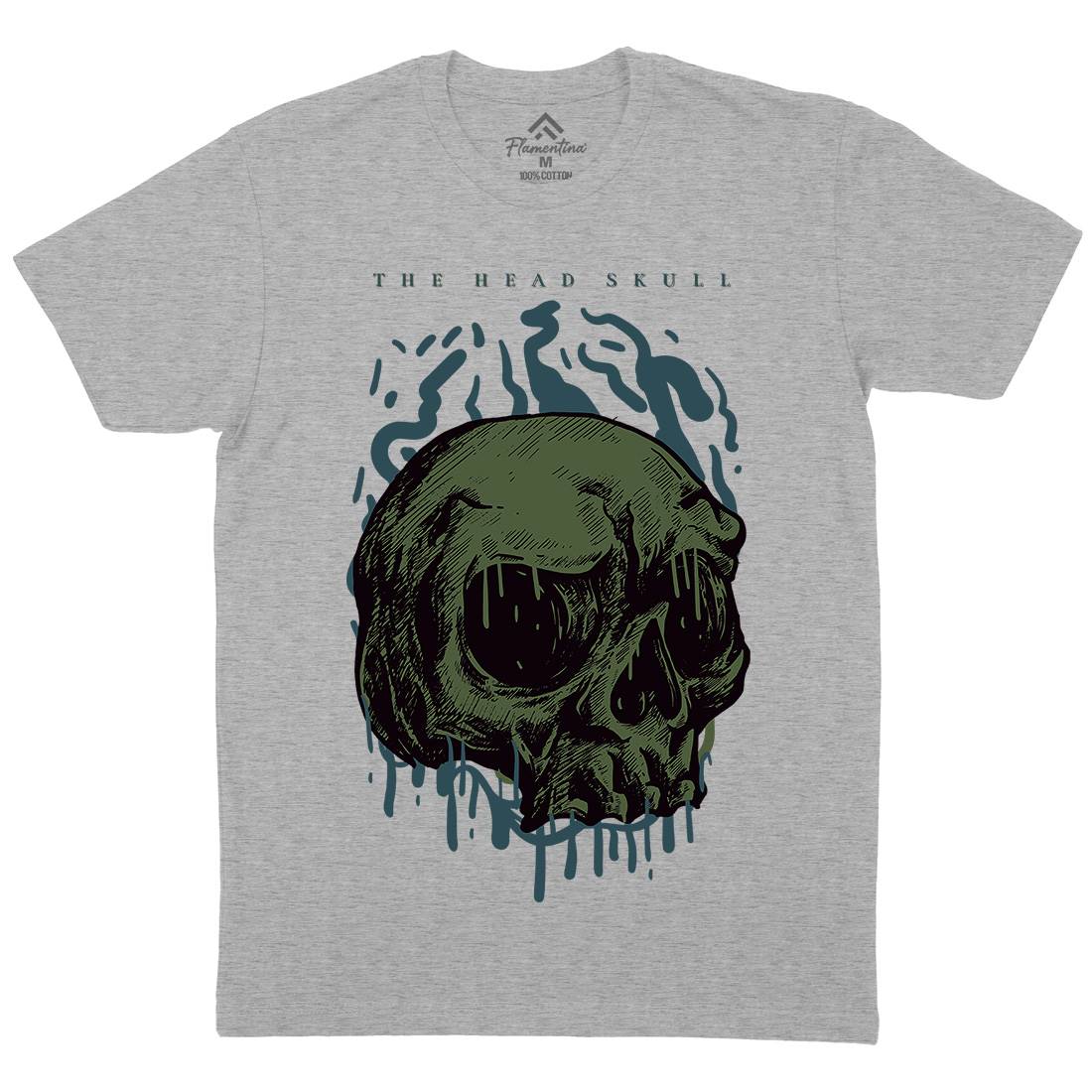 Head Skull Mens Crew Neck T-Shirt Horror D854